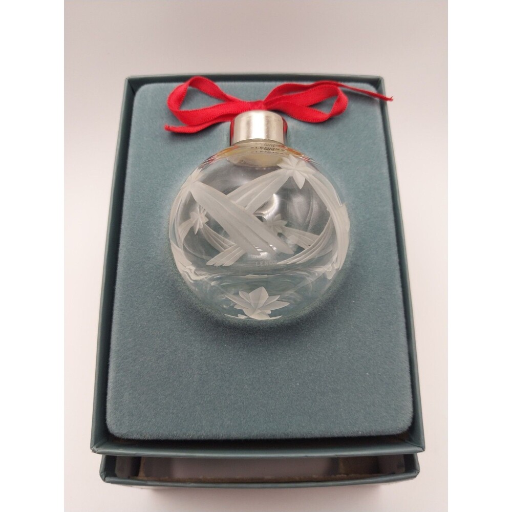 Lenox China Xmas 1989 Cut Crystal Frosted Shooting Star Ball Ornament EUC
